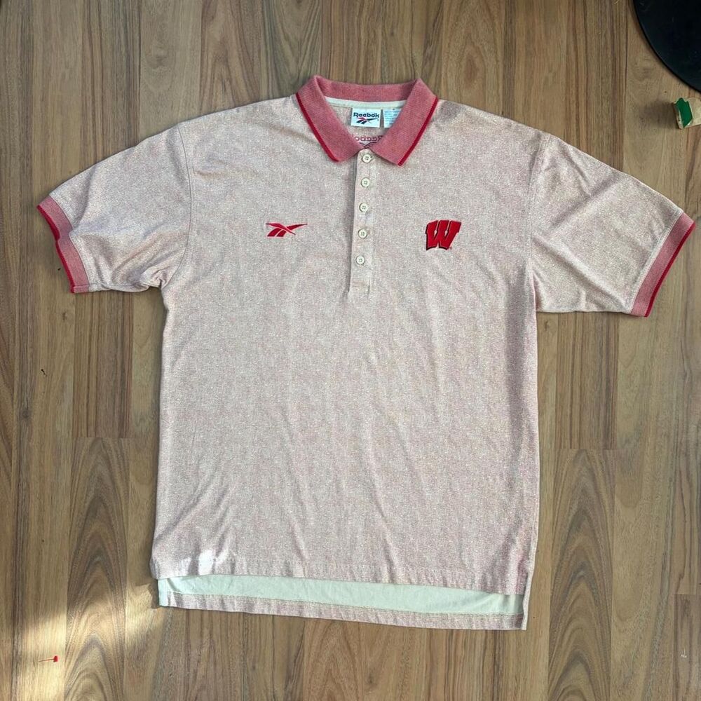 Vintage 90s Wisconsin Badgers Geometric Reebok Polo XXL